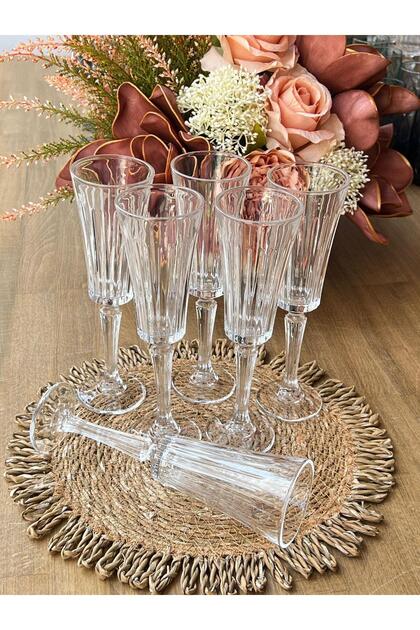 Line Crystal Glass Flute Goblet Set of 6