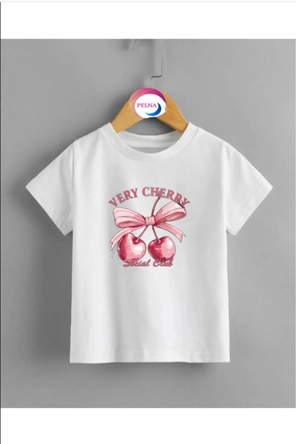 Children's Trend Model White T Shirt Printed Cotton