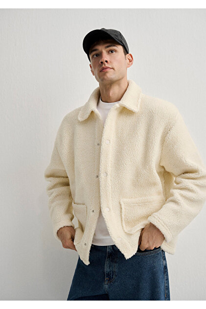 andwang Fluffy fleece set ベージュ ソックス付 Bej Fermuarlı Yaka Teddy Sweatshirt PHZ27FP623SK-BG14 - Bej - Penti