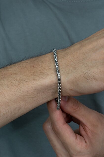Takı Dükkanı Interlocking Men's Steel Bracelet Chain 20cm acb01