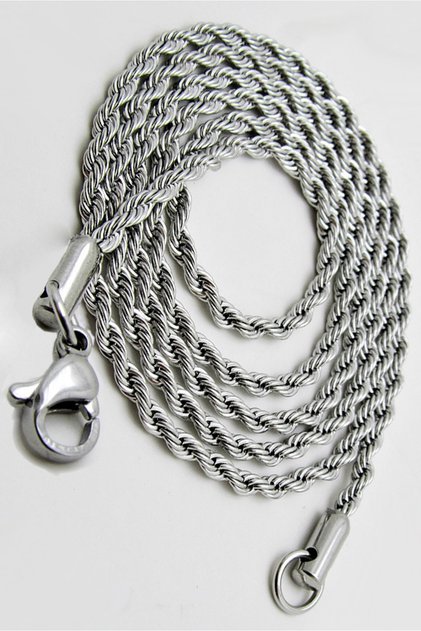 Auger Rope Men's Steel Chain Necklace 2.5 mm Thin b028i
