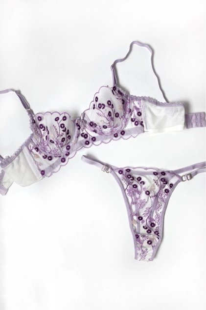 Floral Embroidered Bra Set