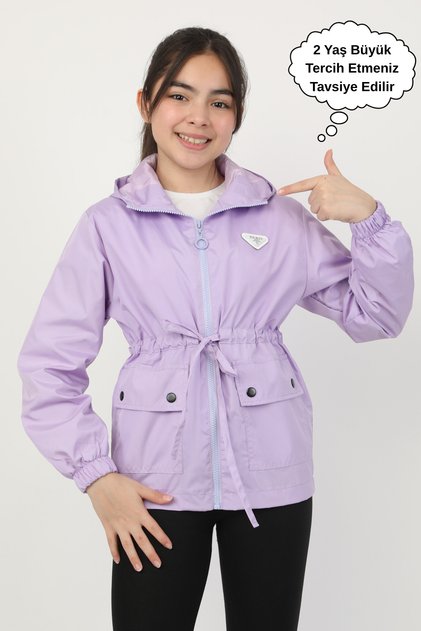 Girl's Hooded Pocket Lined Seasonal Raincoat