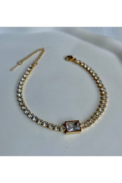 Women's Steel Bracelet Baguette Stone Waterway Bracelet