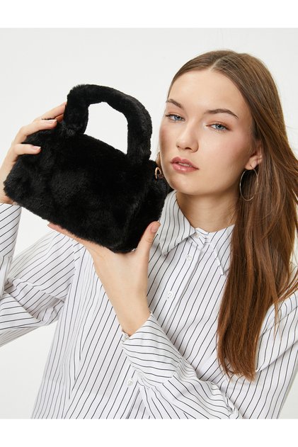 Plush Mini Crossbody Bag with Flap Zipper