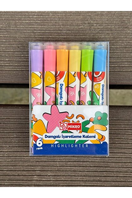 Mikro 6 Renkli Damgalı İşaretleme Kalemi Highlighter - Fiyatı
