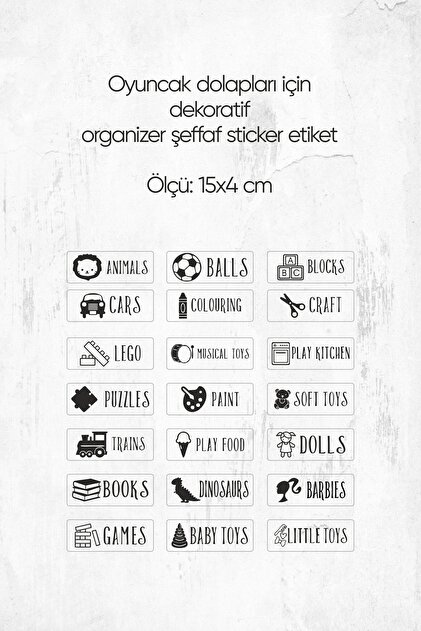 Bunny Decor Oyuncak Dolabı Kategori Etiketi, Organizer Etiketi