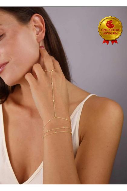 Women's Gold Color Dorika Top Şahmeran – Sparkling and Adjustable Stylish Model