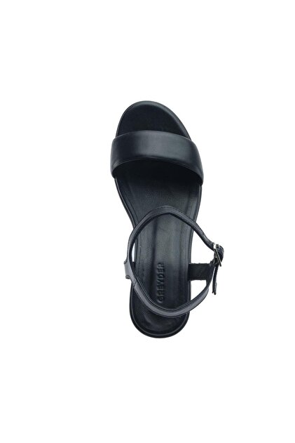 Greyder 59043 Black Genuine Leather Women's Heeled Sandals- Trendyol
