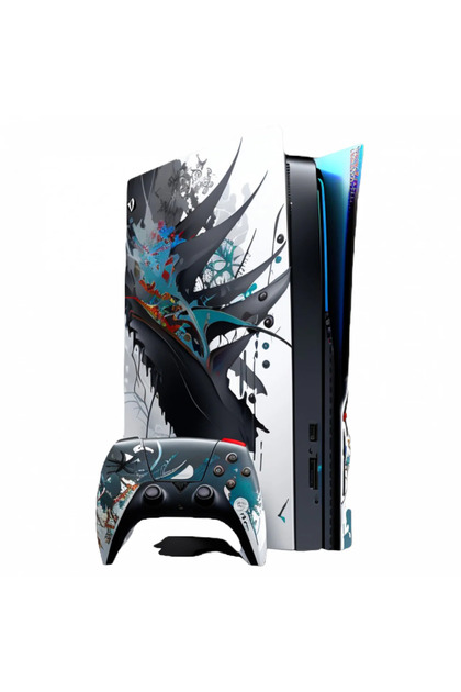 Set de 8 piese, autocolant consolă PlayStation 5 pictat abstract, INOVATIX®. 6 cm