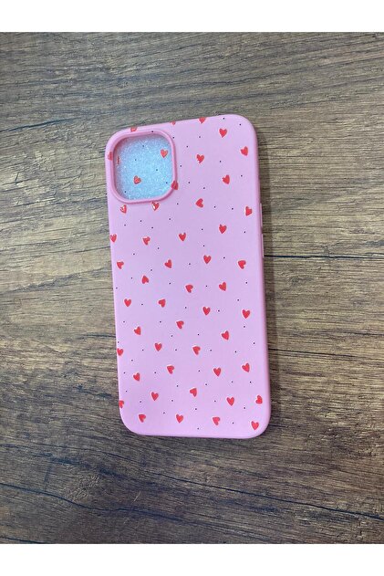 iPhone 13/14 Red Heart Printed Inside Velvet Premium Launch Silicone Phone Case