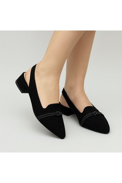 Women's Casual Ballerinas (Studded) Genuine Black Suede Leather