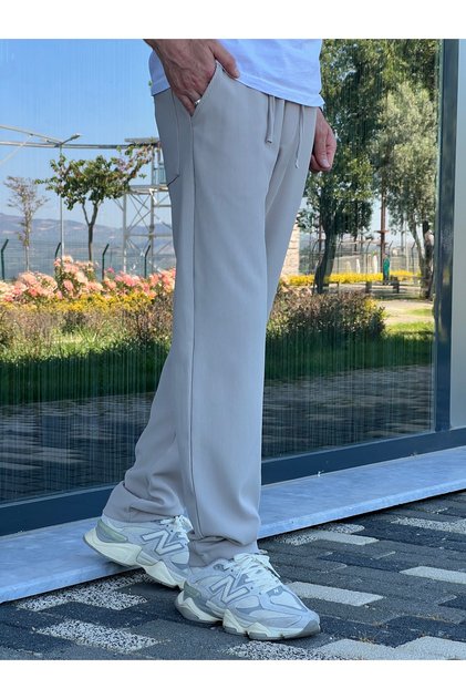 Rahat Kalıp Çizgili Fitilli Kumaş Relaxed Pantolon