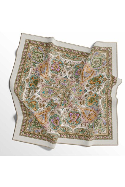 Soft Cotton Scarf - 05404-1926 90 X 90 Mustard - Green 22