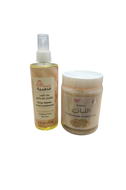 مجموعة صابونية اللبان كويت شوب 500 مل + ماء ورد باللبان (قطعتين )