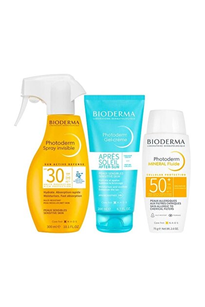 Pachet Photoderm - Spray SPF 30 300ml + Cremă după soare 200ml + Fluid mineral SPF 50+ 75g