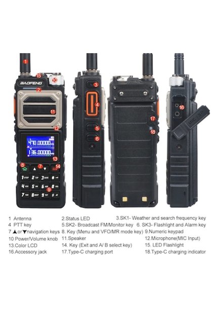 Преносима радиостанция Baofeng UV-25, Максимална мощност 10W, Многолентова, Зареждане с USB Type C, 5200mAh