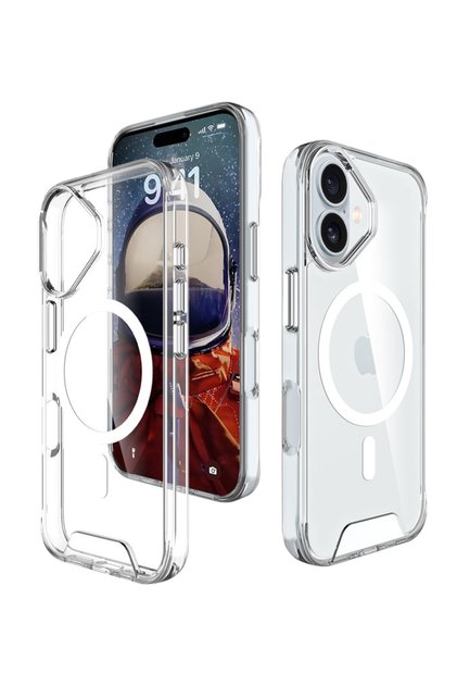 Magnetic Clear Case for iPhone 16 Plus, Shockproof Protection, Anti-Yellowing, Wireless C