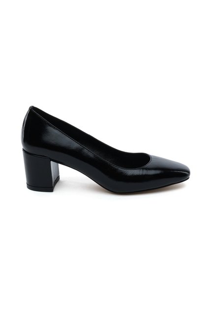 59257 Black Wrinkled Patent Leather Genuine Leather Women's Classic Shoes