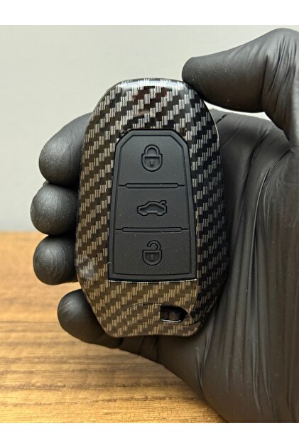 Opel Citroen berllingo- c-elysee Peugeot 208-508-3008-5008 3 Düğmeli Karbon Fiber Anahtar Kılıfı