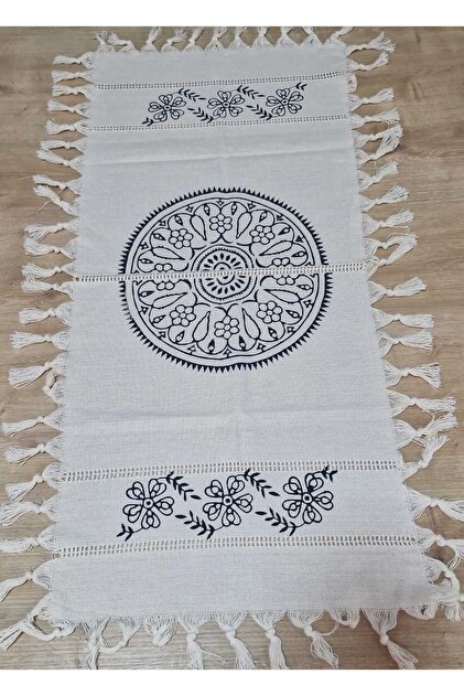 Cotton Linen Authentic Patterned Runner | Bohemian Tablecloth 90X40 cm