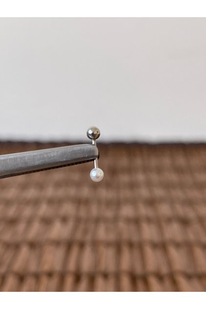 316 L Cerrahi Çelik Anti Alerjik 8 mm İncili Kıkırdak Helix Tragus Piercingi