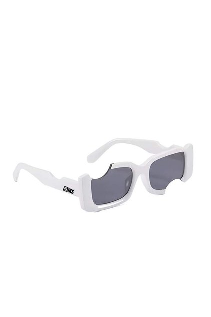 Ochelari de soare unisex, model decupat, albi