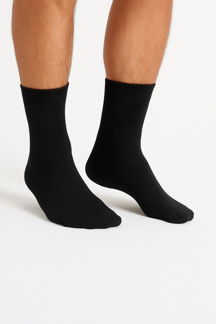 Black Cotton Seamless Men's Long Socks