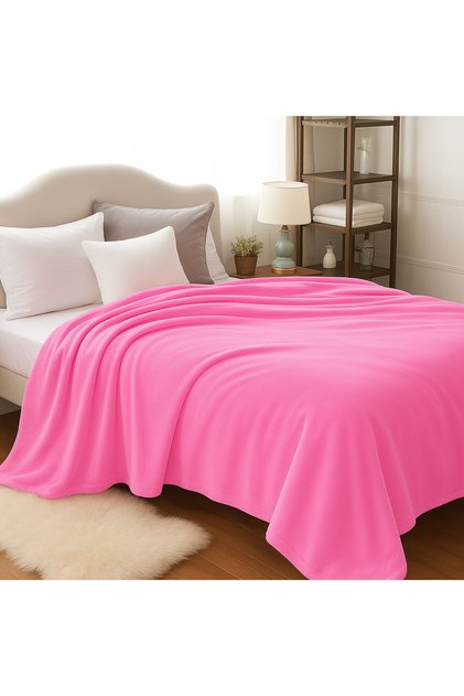 Silky Soft Single Blanket Pink 150x200cm Flannel Throw Blanket 280 GSM