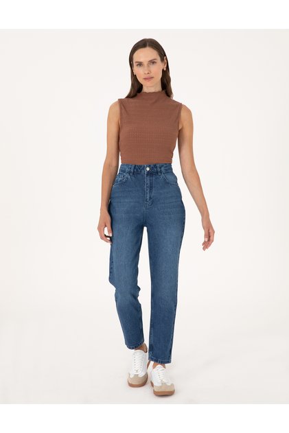 Light Blue Mom High Waist Fit Jean Pants 50313233-Vr003