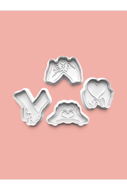 Valentine's Day Hands Cookie Mold and Sugar Dough Mold Set of 4