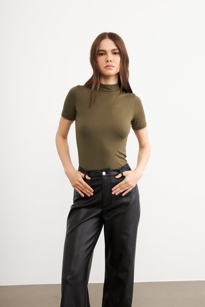 Women's Khaki Short Sleeve Blouse