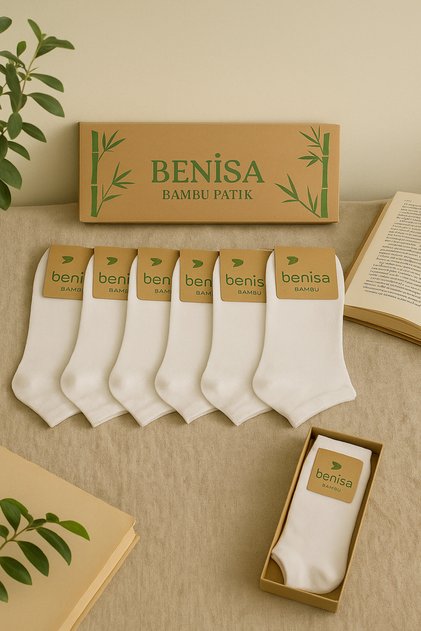 6-Piece Pack Bamboo No-Show White Socks Seamless Breathable