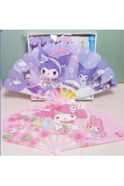 DerinHome Kuromi My Melody Cinnamoroll Çocuk El Yelpaze Adet