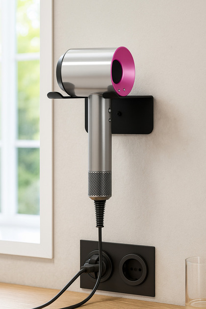 Saç Kurutma Makinesi Tutacağı, Black Fön Makinesi Banyo Rafı Askısı