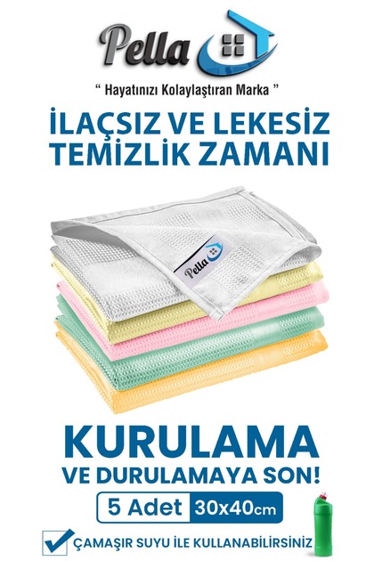 5li 40x30cm Mikrofiber Temizlik Bezi - Yeni Renkler