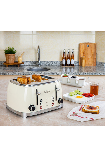 Zln1214 | Retro Toaster | 6 Stages | Defrosting | Reheating | 1500 Watts