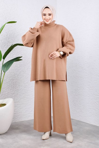 Balloon sleeve knitwear set tsd240952 mink