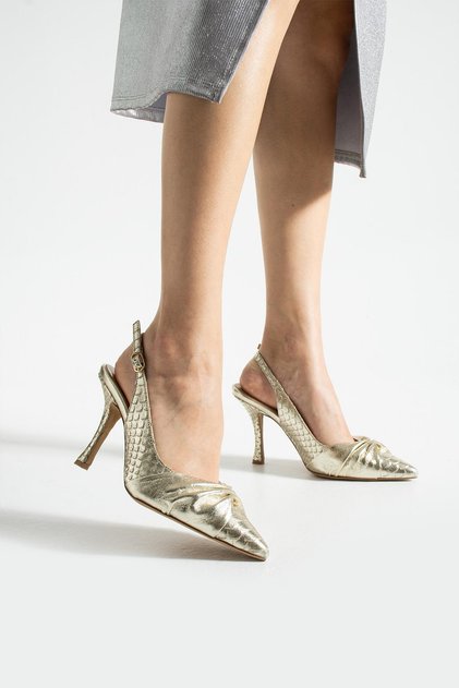 Women's Genuine Leather Classic Heeled Shoes Lame
