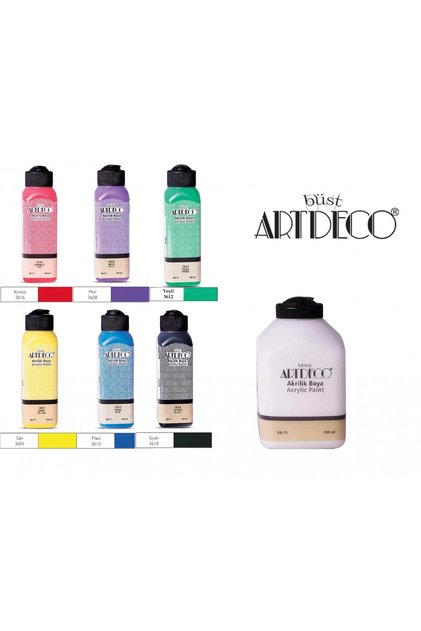 Akrilik Boya 6 Canlı Renk 140ml + Beyaz 500 ml (140 Kırmızı+ 140 Mor+ 140 Sarı+140 Yeşil+140