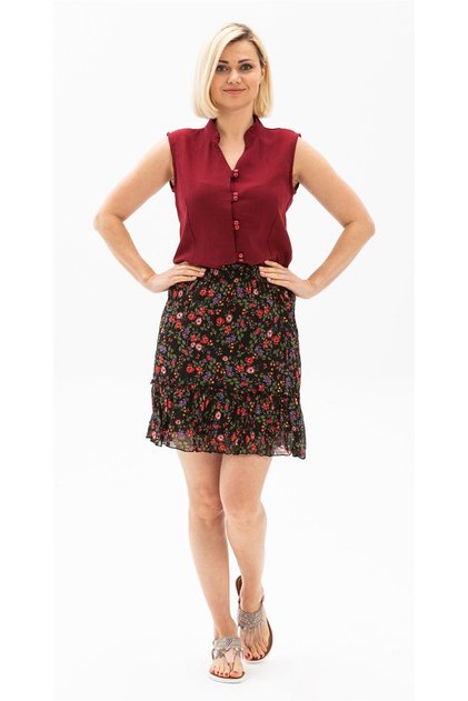 Sleeveless Şile Bezi Arzu Summer Blouse Burgundy Brd