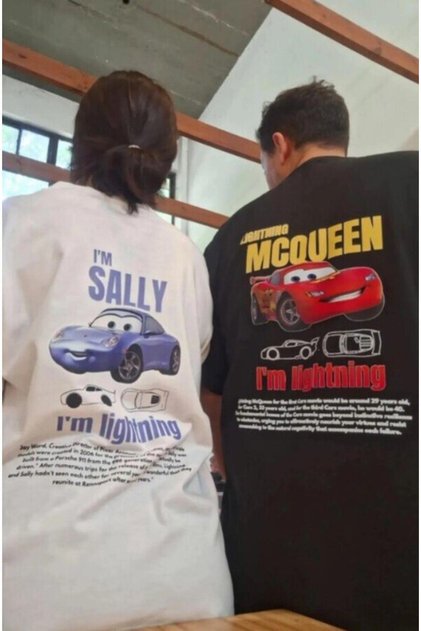 Sally&Mcqueen majica za parove sa printom, veće veličine