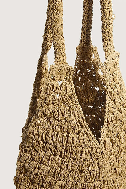 TOM SHOP Astarsiz - Mink Color Women's Handmade Paper Rope Knitted