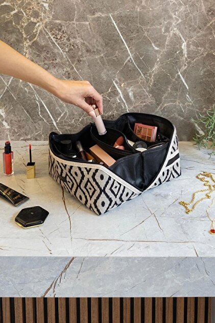 Helen's Home Bölmeli Makyaj Çantası Düzenleyici Seyahat Tipi Çanta