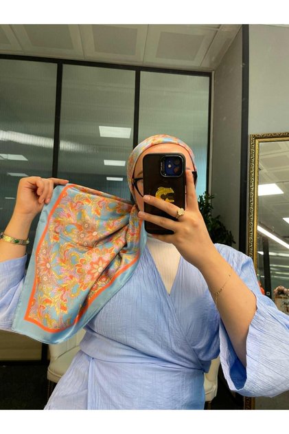 Mimosa Pattern Voile Silk Scarf