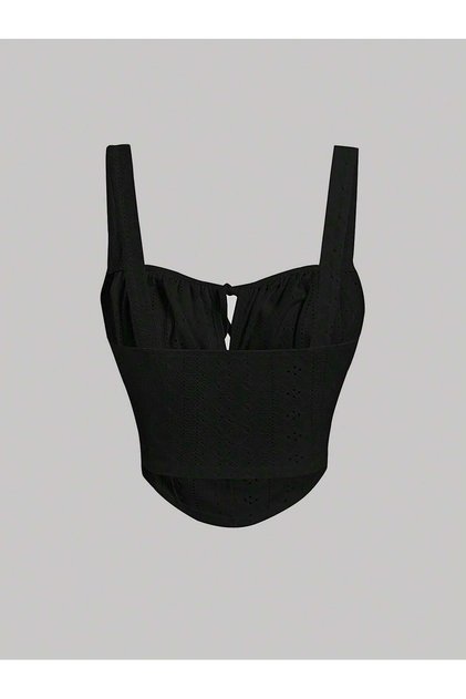 NEGRI Broderie Model piept Decoltat Bretele late Top Crop