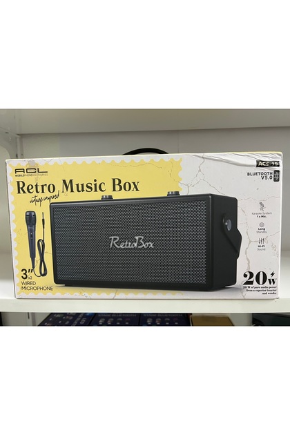 ACL ACS-19 20W Mikrofonlu Retro Müzik Kutusu Bluetooth Hoparlör
