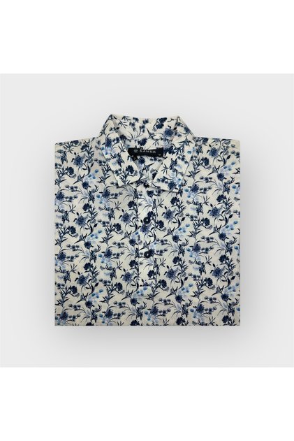 Modern Fit Cotton Lycra Mix Shirt Collar Short Sleeve Patterned Tee 5000Bm