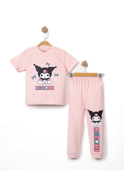 Girl's Summer Kuromi Printed Summer Short Sleeve 100% Cotton Nightwear Pajama Set