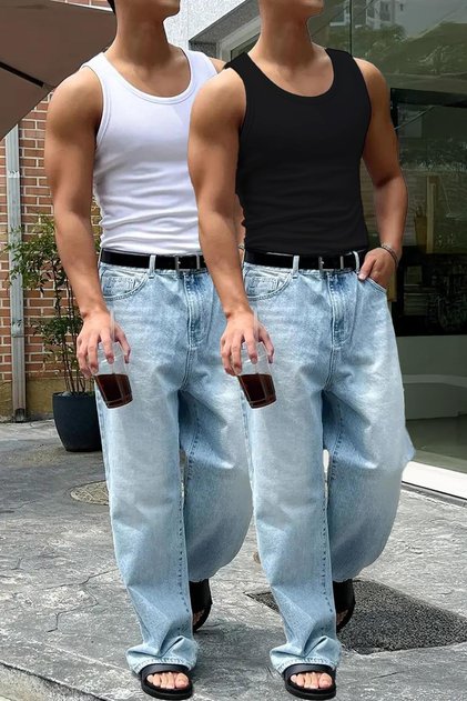 Wove 2 Pack Slim Fit Flexible Lycra Twill Αναπνεύσιμο Αμάνικο Αθλητικό Μπλουζάκι